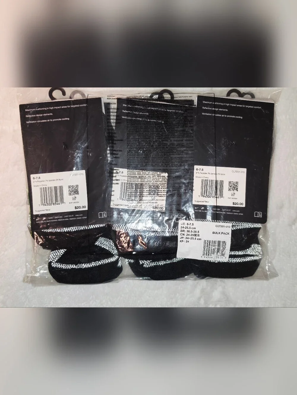 Nike Kids Black and Gray Spark Athletic Socks - 6 Pack(SOC74-79)